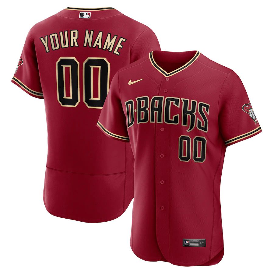Men Arizona Diamondbacks Nike Crimson Alternate Authentic Custom MLB Jersey->women mlb jersey->Women Jersey